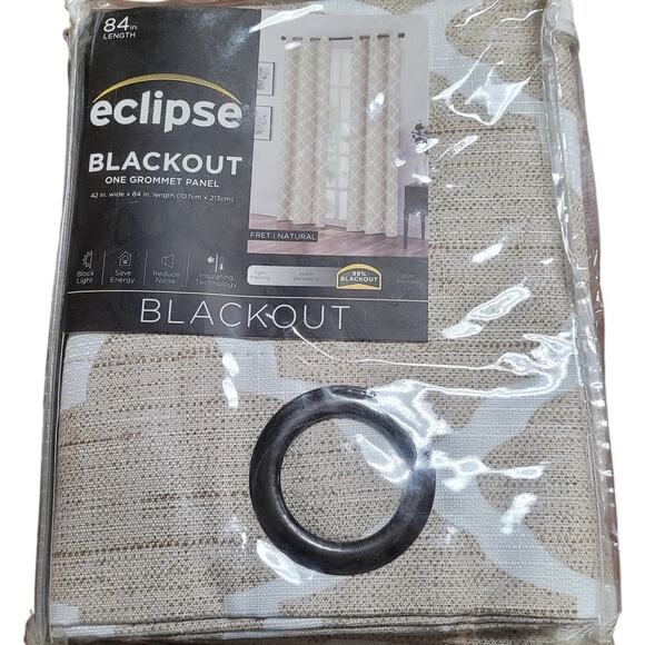 Fret Thermaback Natural Lattice 42" X 84"L Blackout Single Grommet Curtain Panel - Picture 2 of 4